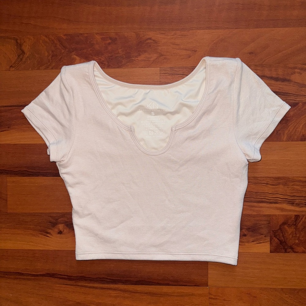 Klassy cream U-Shaped Crop Top
